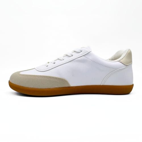 Tênis casual adulto off-white Vizzano com solado marrom e detalhes em bege.