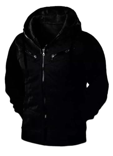 Moletom Blusa De Frio Jaqueta De Zíper Slim Casaco Com Capuz Masculino Feminino (BR, Alfa, GG, Regular, Regular, PRETO/PRETO)