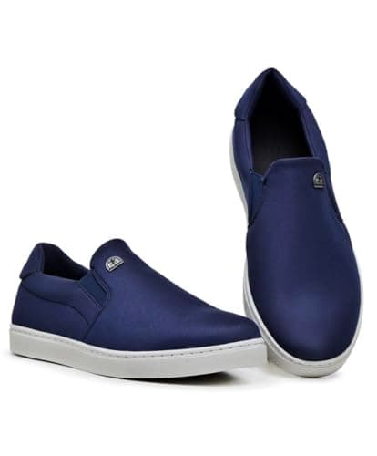Kit 3 Sapatenis Slip-on Masculino Tenis Super Confort (Preto/Cinza/Azul, BR, Adulto, Faixa Numérico, 41, 42)