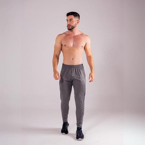 Kit 2 Calças Masculinas Esportivas Slim Fit Preto e Cinza Mescla Calça Comprida (BR, Alfa, M, Regular, Regular, Preta + Cinza)