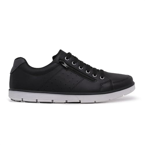 Foxstar Masculino Sapatênis Casual Social, Preto, 44, Confortável, com Zíper e Cadarço