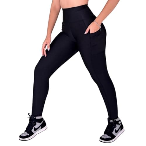 Calça Legging Esportiva Feminina, Cintura Alta, Bolsos Laterais, Legging ZERO TRANSPARÊNCIA Suplex POWER Leg Feminina Cos Alto