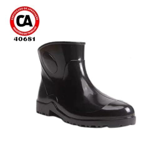 Bota Galocha Borracha Pvc Forrada Cano Curto Açougue Limpeza (Preto, 40)