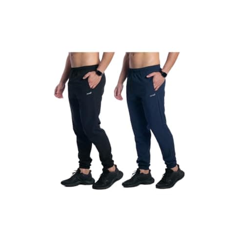 Kit 2 Calça Tactel Elastano Jogger Masculina Corta Vento Treino Academia Esportiva (BR, Alfa, G, Regular, Regular, Preto/Marinho)