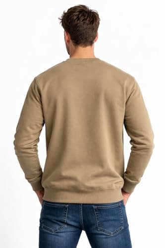 Moletom Blusa de Frio Masculino Feminino Flanelada Unissex Gola Redonda Liso Sem Capuz Macio (BR, Alfa, G, Regular, Regular, Caqui)