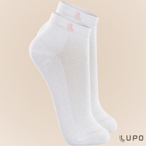 LUPO Kit 3 Meia Cano Baixo Curto Esportiva Algodão Punho Soft Feminina Adulto, 1 Branco - 1 Bubble Gum - 1 Malva, M (37-40)