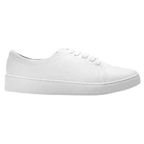 Tênis casual feminino branco Vizzano em camurça flexível, estilo minimalista.