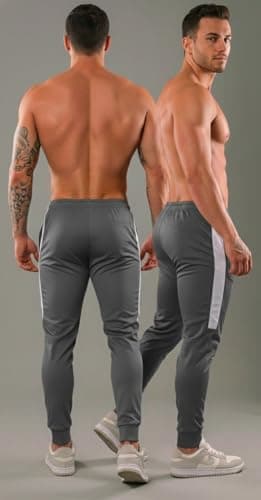 Calça Esportiva DryFit Chumbo/Branco, Tamanho M, Comprimento Longo, 92% Poliéster, com Cordão de Ajuste
