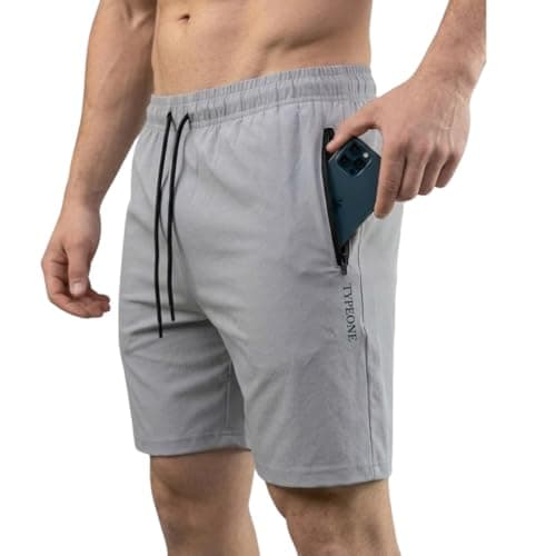 Bermuda Masculina Ziper Tactel Com Elastano Esportiva Casual dia a dia (BR, Alfa, P, Regular, Regular, Cinza)