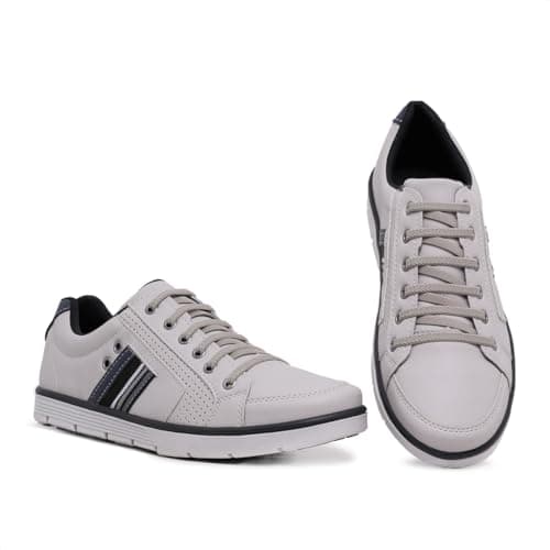 Foxstar Masculino Sapatênis Casual com Zíper e Cadarço, Gelo, 39, Confortável