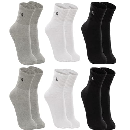 Lupo Kit 6 Pares de Meia Lupo Cano Médio Forro Atoalhado Punho Canelado Algodão Sport Original, 2 Branca - 2 Cinza - 2 Preta, 41-44