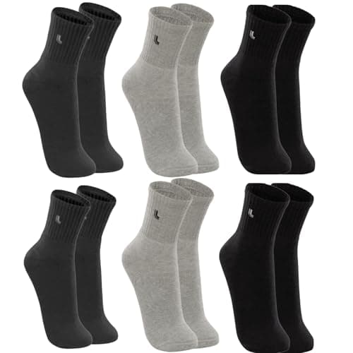 Lupo Kit 6 Pares Meias Cano Médio Atoalhada Algodão Sport Original, 2 Chumbo - 2 Cinza - 2 Preta, 41-44