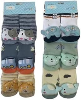 vopoo Kit 4 Pares Meia 3d Bebê Bichinho Infantil Inverno Menino algodão (0 a 12 meses)