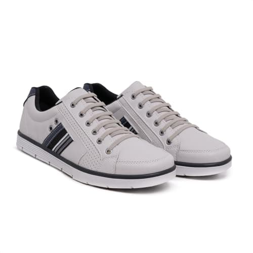 Foxstar Masculino Sapatênis Casual com Zíper e Cadarço, Gelo, 39, Confortável