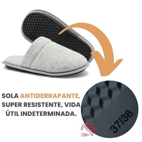 Pantufa adulto antiderrapante cinza com sola super resistente e durável.