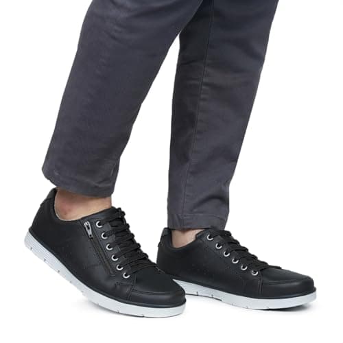 Foxstar Masculino Sapatênis Casual Social, Preto, 44, Confortável, com Zíper e Cadarço