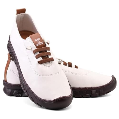 Sapaténis feminino branco com sola flexível e cadarço em elástico