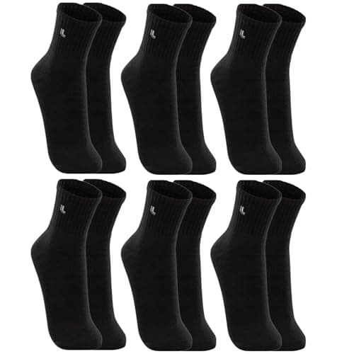Lupo Kit 6 Pares de Meia Lupo Cano Médio Forro Atoalhado Punho Canelado Algodão Sport Original, 6 Preta, 41-44
