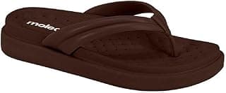 Chinelo de dedo feminino Moleca com plataforma, cor marrom, ventilação na sola, fundo branco