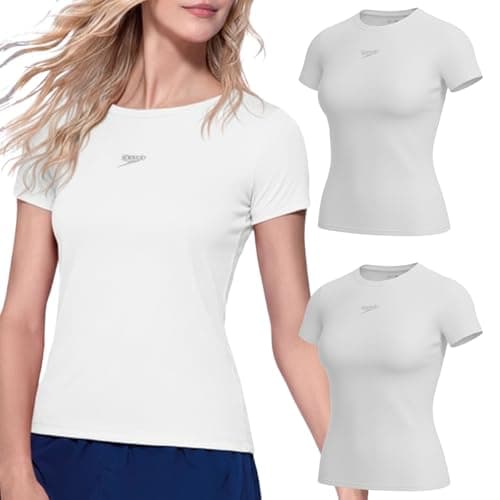SPEEDO Kit 2 Camisetas Dry Fit Academia Esportiva Feminina, 2 Branco, M