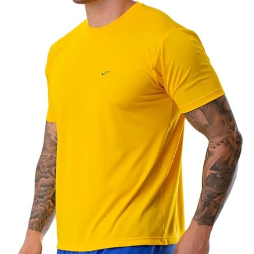 ELITE Camiseta Esportiva Plus Size Adulta Manga Curta Gola Careca Dry Fit, Amarelo, EG2