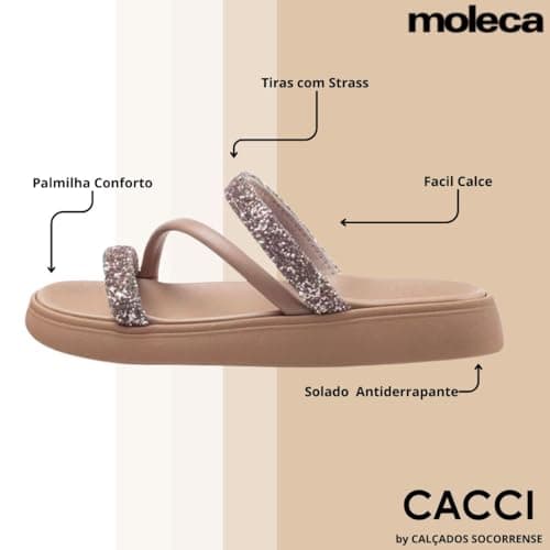 Sandália Papete com Strass Feminina Moleca