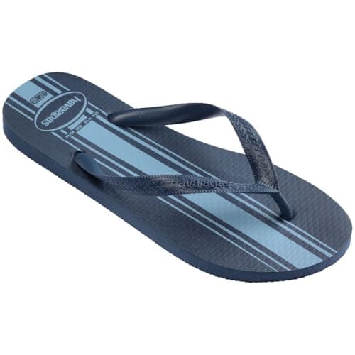 Chinelo Havaianas Masculino Color Essential Azul com Listras Branco e Cinza