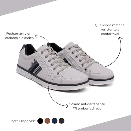 Foxstar Masculino Sapatênis Casual com Zíper e Cadarço, Gelo, 39, Confortável