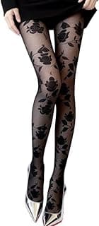 Generic Meias arrastão femininas estampadas, meia-calça de cintura alta, meias com estampa floral