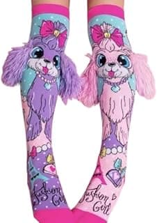 Genérico Meia Divertida 3D Infantil – Conforto, Estilo e Muita Diversão nos Pezinhos! Cachorro rosa e roxo