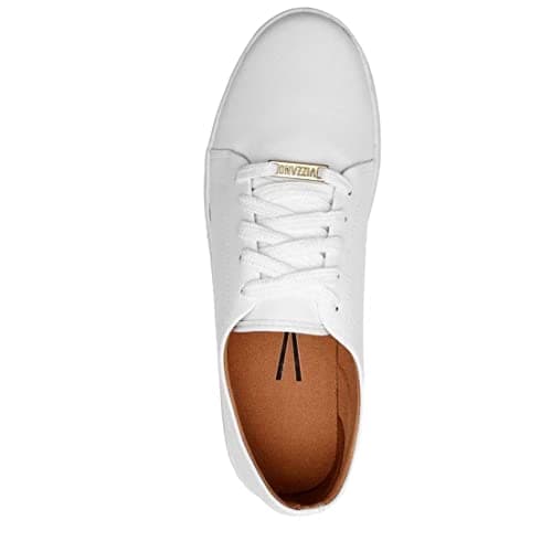 Detalhe do interior do tênis casual feminino branco Vizzano, com logo dourado.