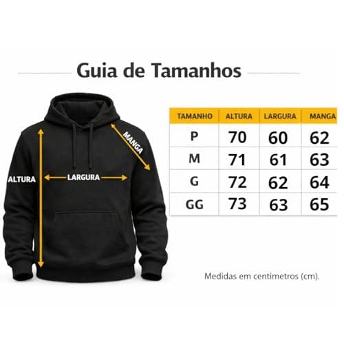 Blusa Moletom Canguru com Capuz Liso Adulto Masculino (BR, Alfa, G, Regular, Regular, Preto)