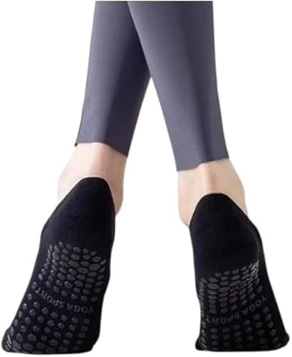 Kit Pares Meias Sapatilha Antiderrapante para Pilates e Yoga, Malha, Cores Sortidas e preta (BR, Alfa, Único, Regular, Regular, 2, Cores escuras)