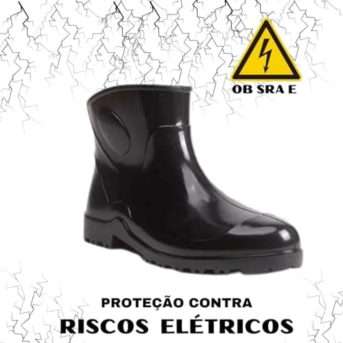 Bota Galocha Borracha Pvc Forrada Cano Curto Açougue Limpeza (Preto, 40)