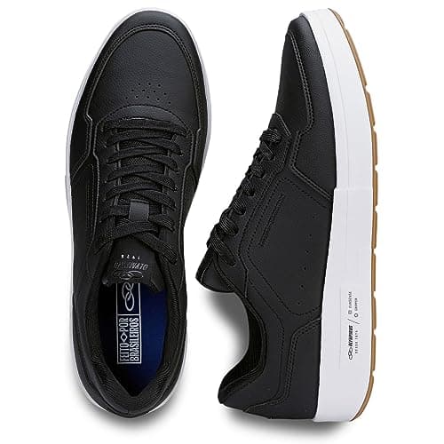 Tênis Olympikus Versa Masculino Casual Preto com Sola Branca e Marrom.