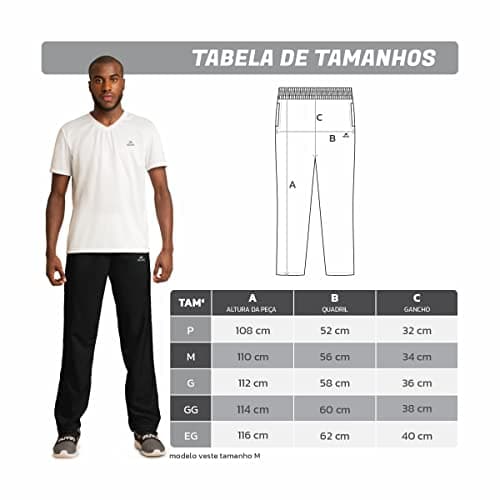 Calça Esportiva de Tactel CT-100 - Masculino - CBL-15100 (Preto, G)