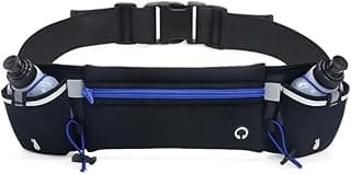 Cinto de Hidratação para Corrida com Garrafas, Pochete Esportiva com Suporte para Garrafa de Água, Bolsa de Cintura com Porta Celular para Corrida e Caminhada (Azul)