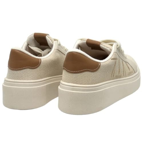 Tênis casual Vizzano 1339332, estilo minimalista com detalhes em marrom e sola branca.