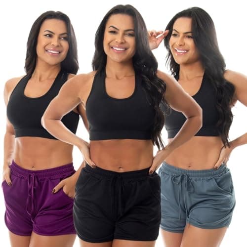 Kit 3 Short Esportivo Tactel Corrida Treino Academia Com Bolsos Feminino (BR, Alfa, G, Regular, Regular, 1 de cada)
