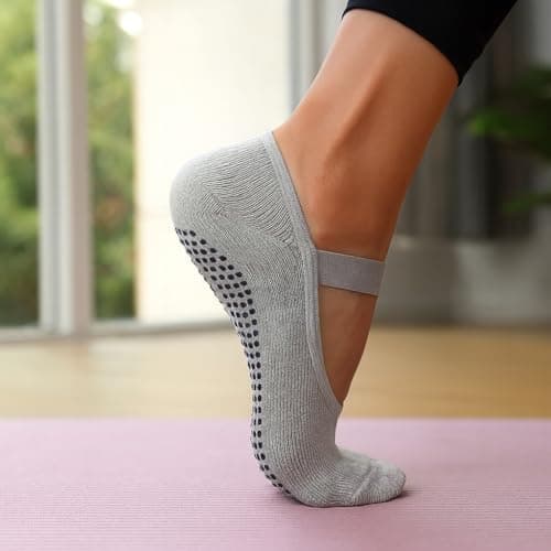 Kit Pares Meias Sapatilha Antiderrapante para Pilates e Yoga, Malha, Cores Sortidas e preta (BR, Alfa, Único, Regular, Regular, 2, Cores escuras)