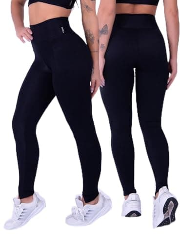 Legging Esportiva Feminina de Alta Compressão, Cintura Alta, Poliamida, para Academia e Fitness Rocca Runa (BR, Alfa, P, Regular, Regular, Preto)
