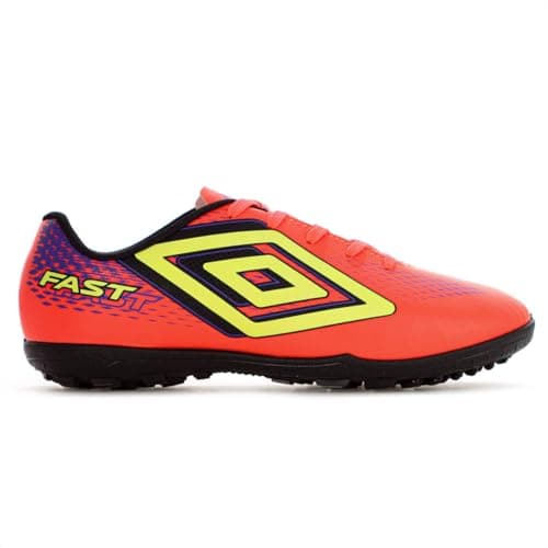 Chuteira Umbro Society Fast II Laranja e Amarelo Masculina