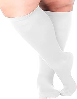 Meia De Compressão Extra Grande 3/4 20-30mmHg Branca Para Varizes Edema Pernas Inchadas e Trombose