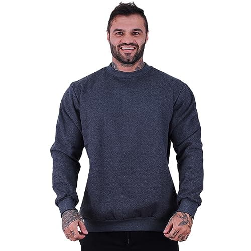Blusa Moletom Basic MXD Conceito Sem Touca Academia Fitness Casual Lisa Sem Estampa (GG, Grafite)