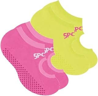 Kit 2X Pares Meia Sapatilha Antiderrapante Pilates Selene (BR, Numérico, 34, 37, Regular, Regular, Rosa/Amarelo Fluor)