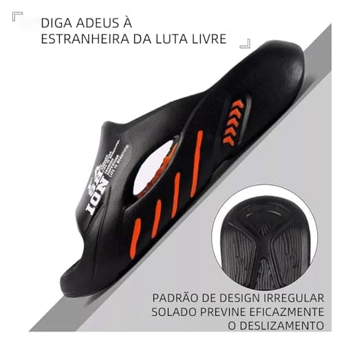 Chinelos massagem BEMMY Nuvem preto com design irregular e sola antiderrapante.