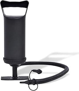 Bomba de Ar Manual para Infláveis, 30cm, 3 Bicos Adaptáveis, Mangueira Flexível, Alta Pressão, Portátil