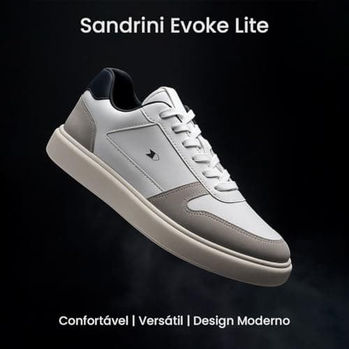 Tênis Sapatenis Masculino Sandrini Evoke Lite Couro (Branco, Cinza e Marinho, BR, Adulto, Numérico, 41)