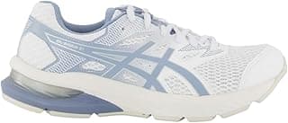 Tênis Casual Asics Gel-shogun St Feminino branco e azul, respirável, com logo da Asics na lateral.