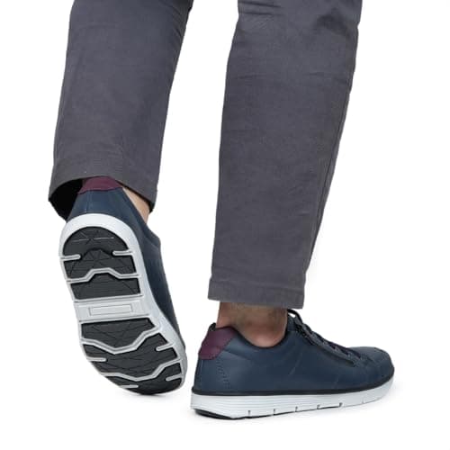 Foxstar Masculino Sapatênis Casual Social com Zíper e Cadarço, Azul, Tamanho 44, Confortável